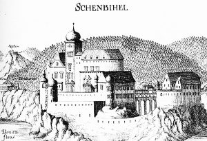 гравюра замка Шёнбюэль авторства Георга Маттиаса Фишера