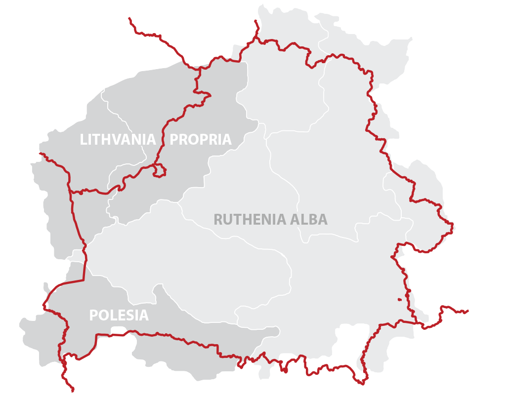Bielaja Ruś, Litva i Paliessie ŭ miežach sučasnaj Bielarusi